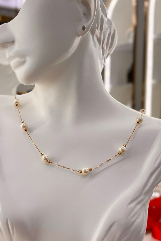 گردنبند طلا ۱۸ عیار – مروارید – گالری طلای پارسین