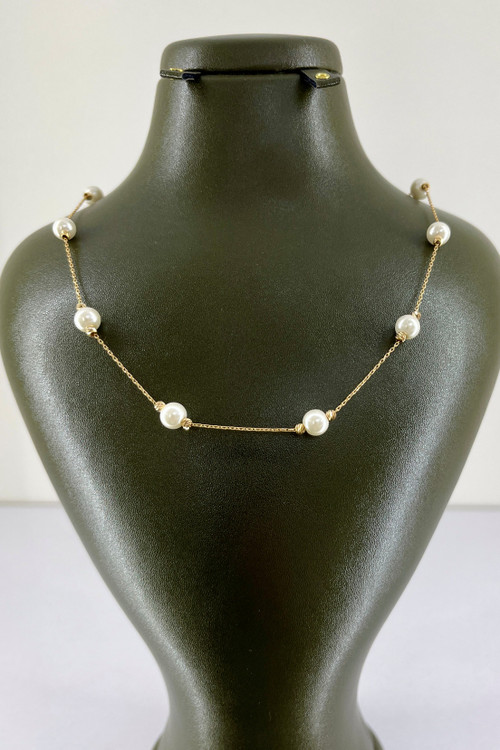 گردنبند طلا ۱۸ عیار – مروارید – گالری طلای پارسین