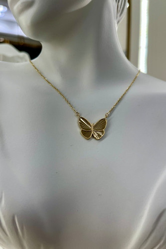 گردنبند طلا ۱۸ سبک عیار پروانه – گالری طلای پارسین