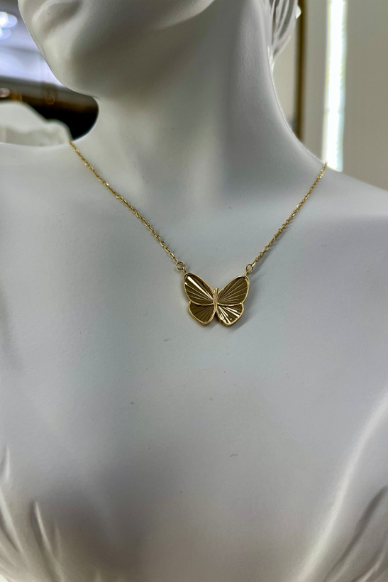 گردنبند طلا ۱۸ سبک عیار پروانه – گالری طلای پارسین