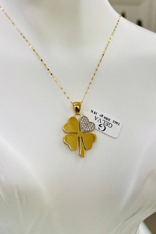 آویز گردنبند طلا ۱۸ عیار گل گشنیز – گالری طلای پارسین