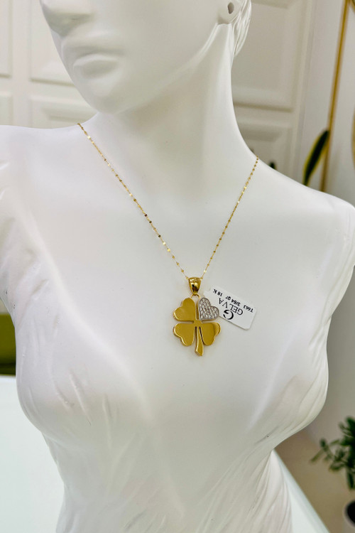 آویز گردنبند طلا ۱۸ عیار گل گشنیز – گالری طلای پارسین