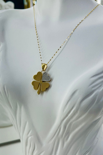 آویز گردنبند طلا ۱۸ عیار گل گشنیز – گالری طلای پارسین