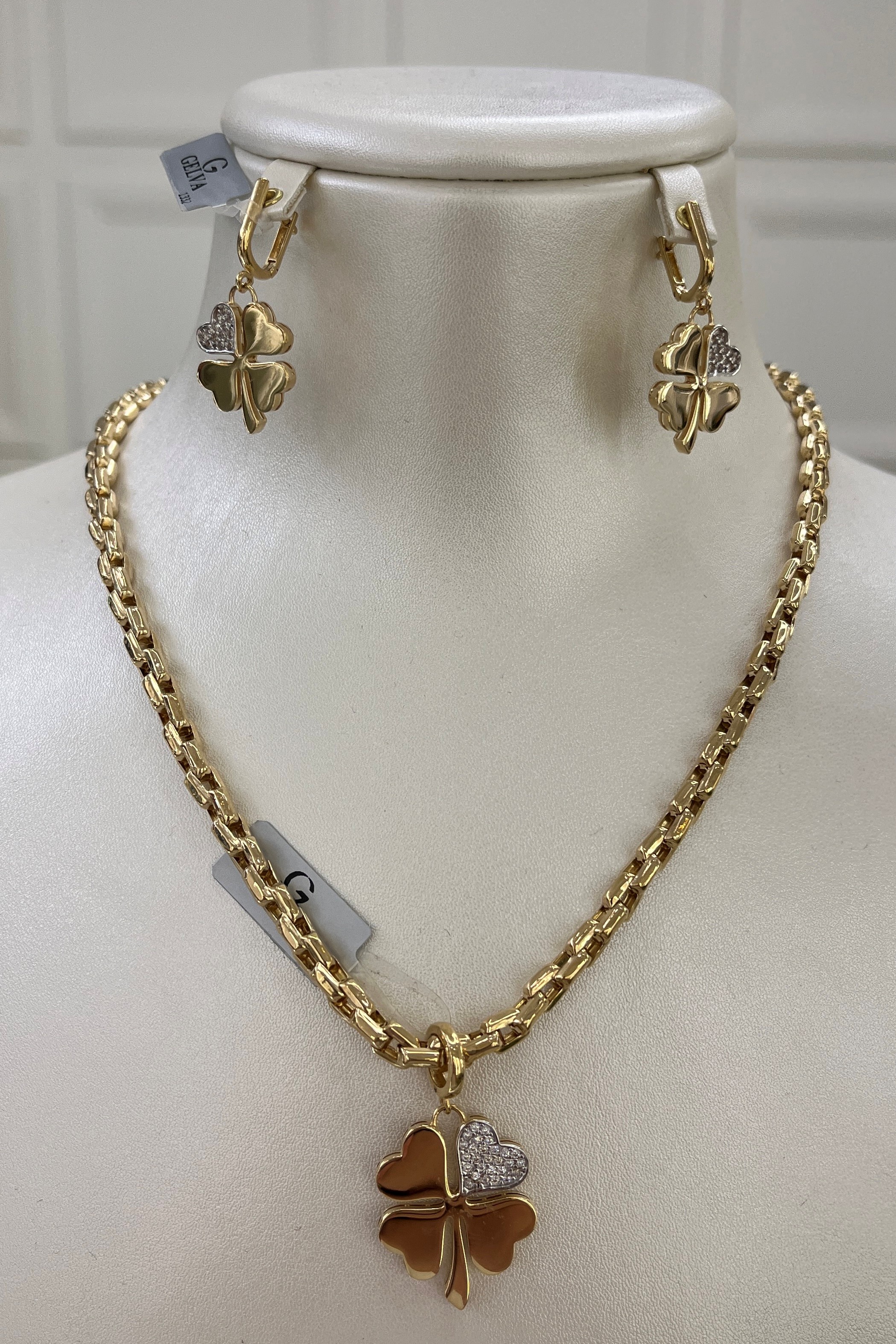 سرویس طلا کامل گشنیز– گردنبند، گوشواره و دستبند – گالری پارسین