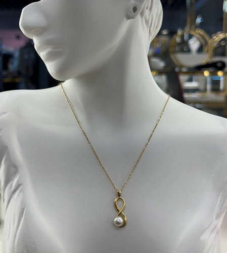 گردنبند طلا ۱۸ عیار مروارید بینهایت – گالری طلای پارسین