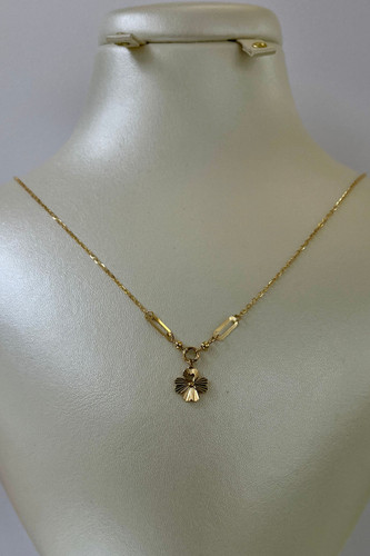 گردنبند ظریف و سبک طلا ۱۸ عیار – طراحی گل گشنیز – گالری طلای پارسین